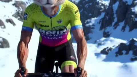 Rabbit Cycling Up a Mountain