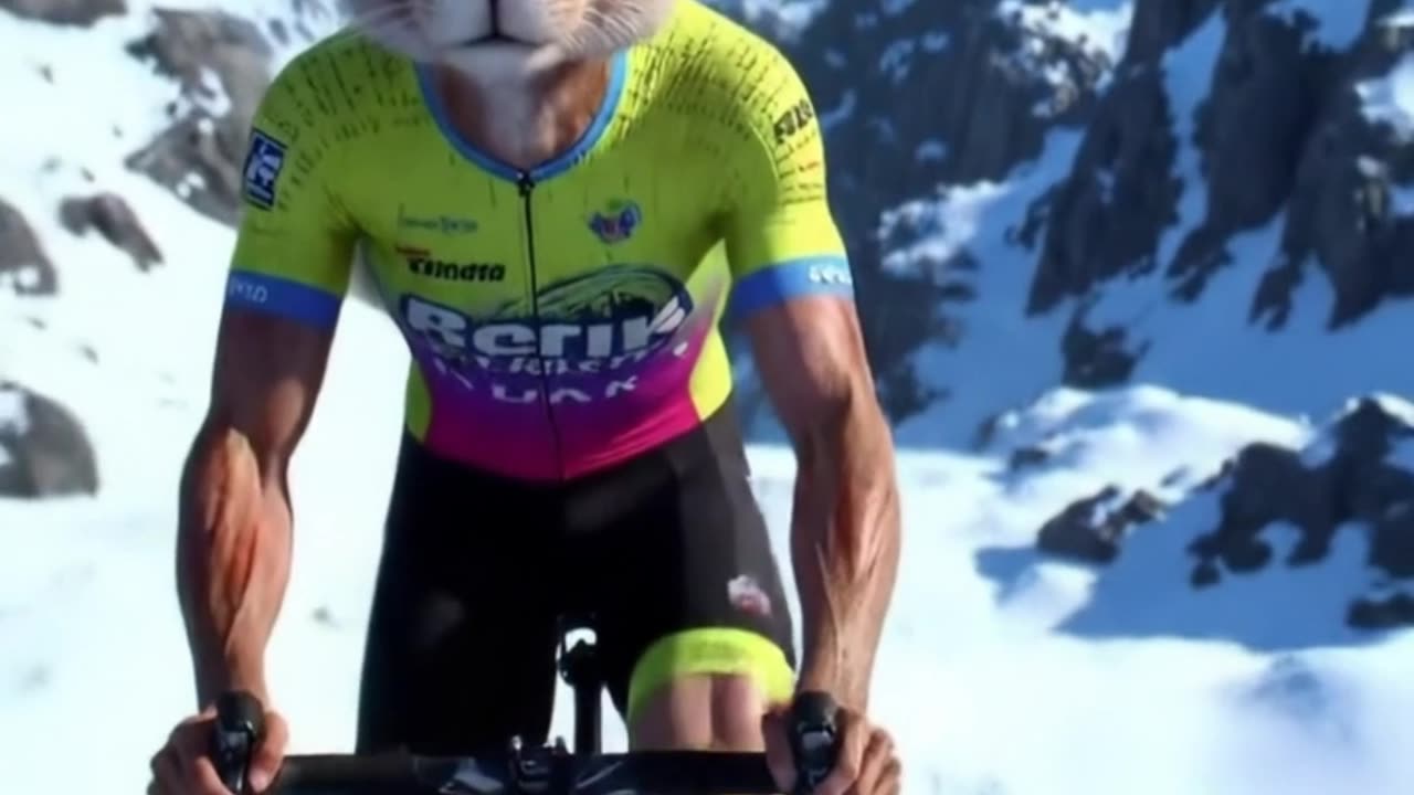 Rabbit Cycling Up a Mountain