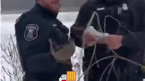 A woman had a meltdown while being issued a ticket after her car slid off the highway