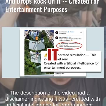 Fact Check: AI Video Shows Glass Bridge Collapsing After Woman Falls And Drops Rock On It