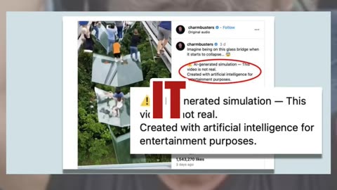 Fact Check: AI Video Shows Glass Bridge Collapsing After Woman Falls And Drops Rock On It