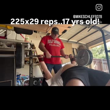 My Nephew Brock "The Beast" Schlef benches 225lbs for 29 reps!