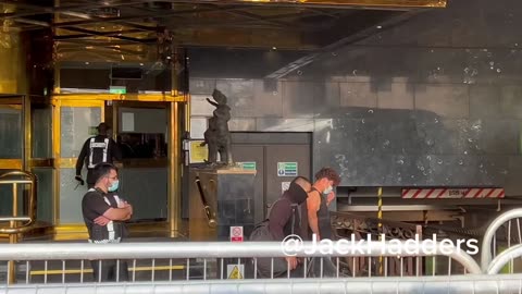 As the asylum seekers from the Britannia Hotel in Canary Wharf were being loaded...