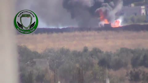 Syrian War Al-Ashrafiyah, N. Homs, Konkurs atgm vs. 57mm cannon, hit 2013.10.20