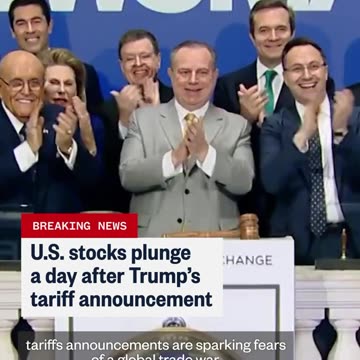 U.S. stocks plunge a day after Trump's tariff announcements.