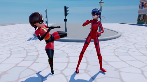 Elastigirl Vs Ladybug Fight Action Scene