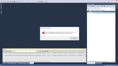 Visual Studio [error]: The web application project is configured to use IIS