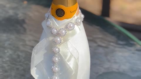 Hand-painted Veuve Clicquot Champagne Bottle