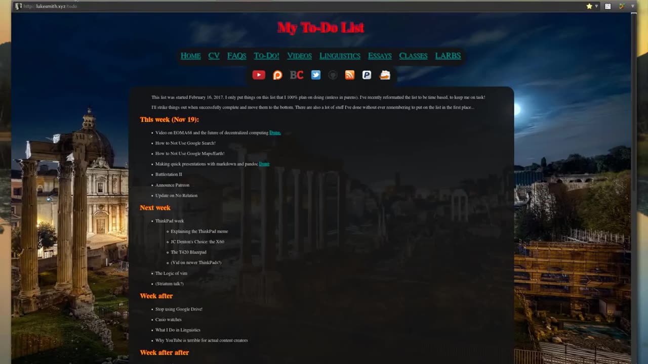 Announcments - Patreon, To-Do List, Palemoon, X220