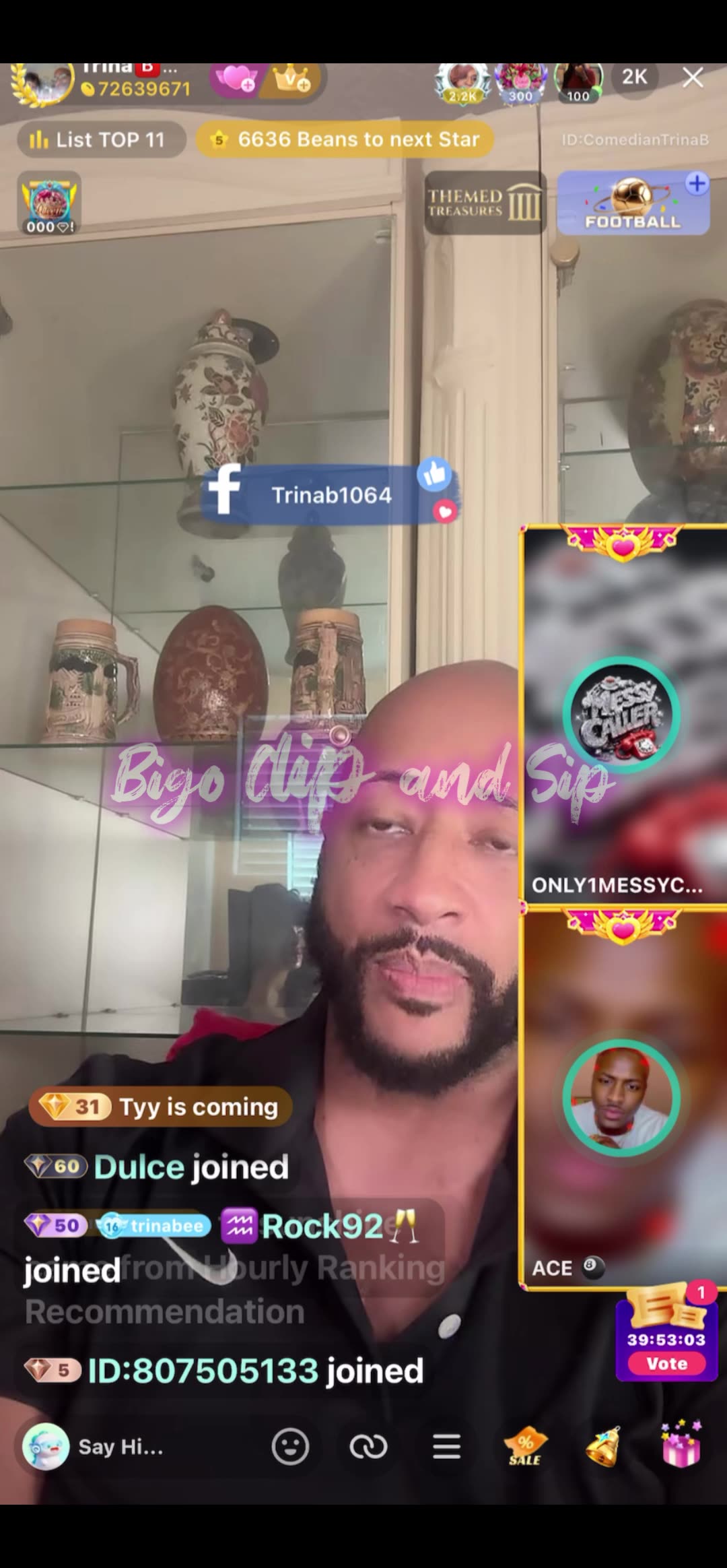 TrinaB talks to Ace about his relationship with his mom 8/18/25 #bigoclipandsip
