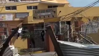 Helicopter view of St Elizabeth in Jamaica - damage caused by hurricane Melissa