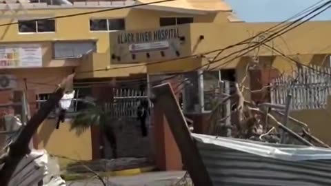 Helicopter view of St Elizabeth in Jamaica - damage caused by hurricane Melissa