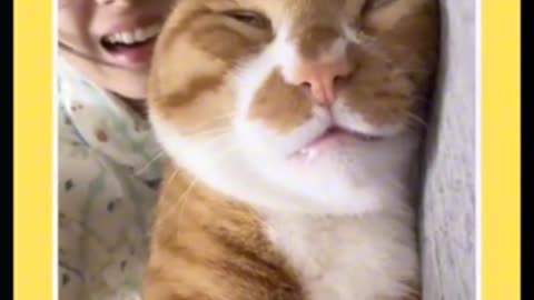 The cat and its mistress have similar faces