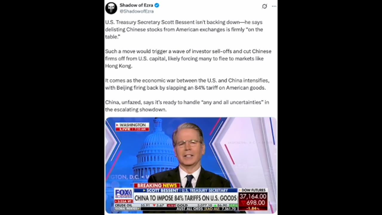 Treasury Secretary Scott Bessent Plays Down China's Refusal To Negotiate Trump Tariffs