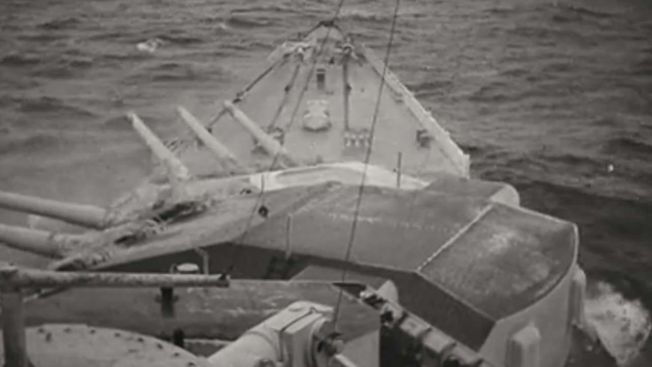 Battleships and cruisers of the Kriegsmarine breaking the ice on maneuvers in the North Sea in 1940