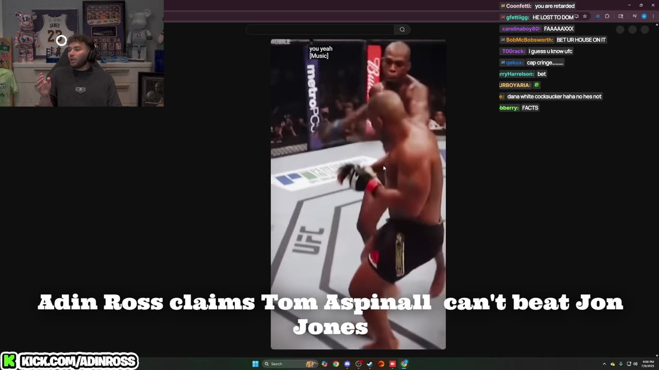 Adin Ross claims Jon Jones won't lose