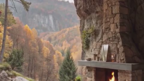 Cave Dining Escape with Fireplace.