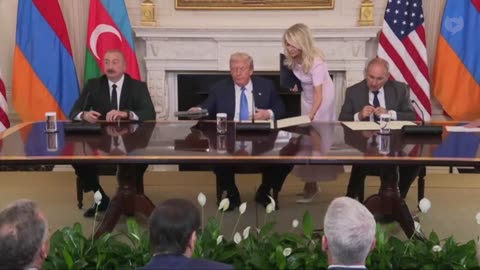 Armenia and Azerbaijan sign Trump-brokered peace agreement.