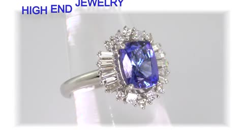 Gold Ring Violet Tanzanite and Diamond