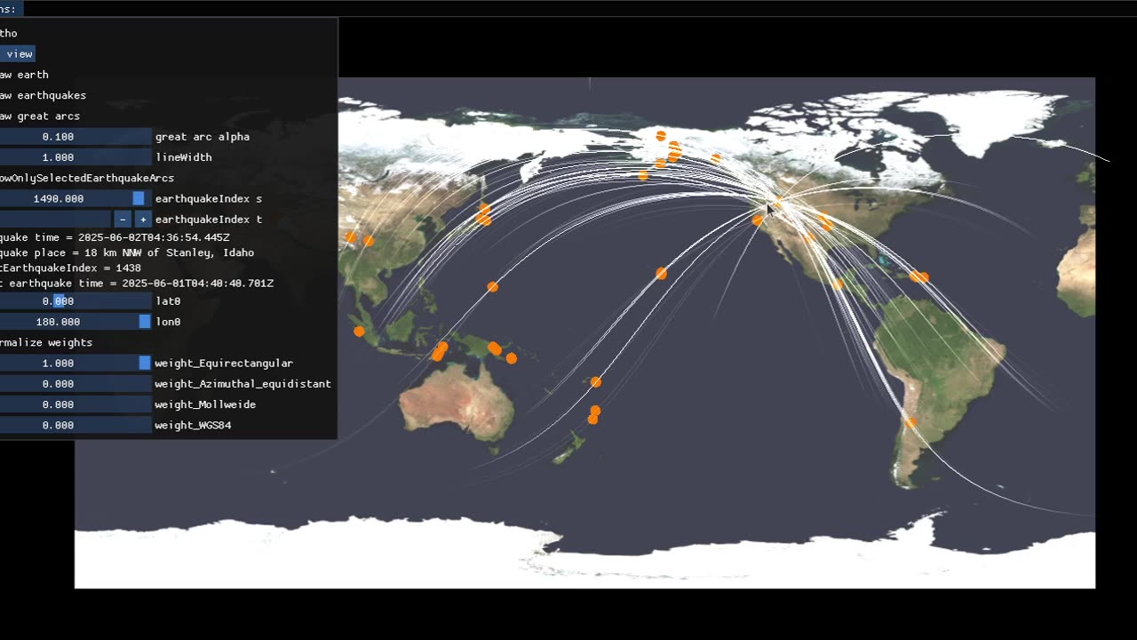 Earthquakes Aligning Along Geodesics #3