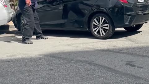 Crazy Man Runs Into Multiple Cars