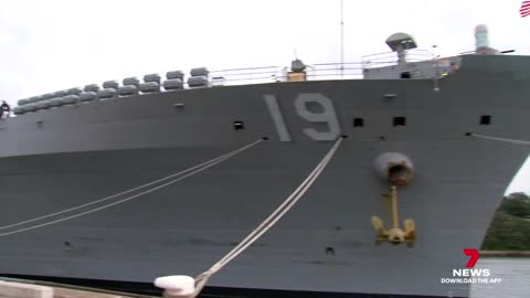 USS Blue Ridge docks in Sydney Harbour - 7NEWS Australia