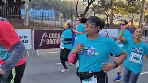 Excited Woman Trips and Loses a Shoe Before Finish Line