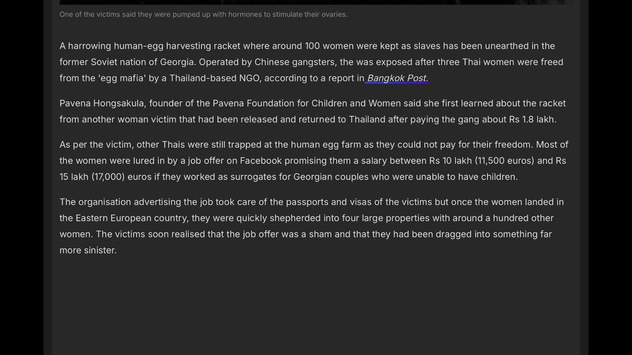 r/WomenInNews | Website Read | Enslaved human egg farm in Georgia (Country)