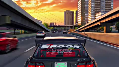 car racing on the highway