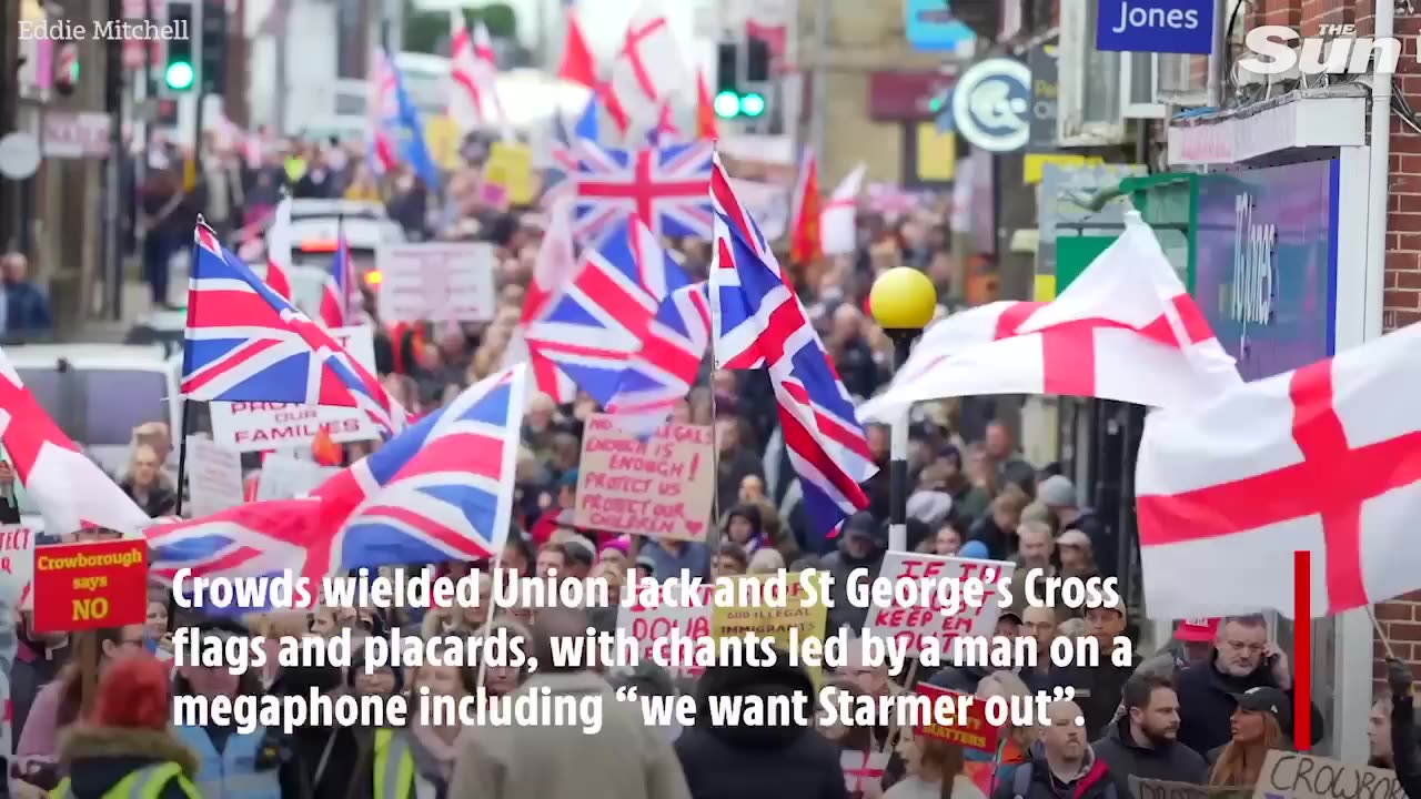 Mass demo at migrant barracks as Home Secretary warns illegal crossings TEARING COUNTRY APART