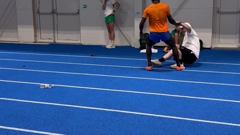 Athlete Hits Man While Running on the Track
