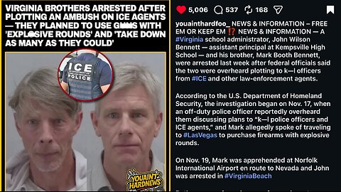 Virginia brothers arrested after plotting ambush on ice-agents