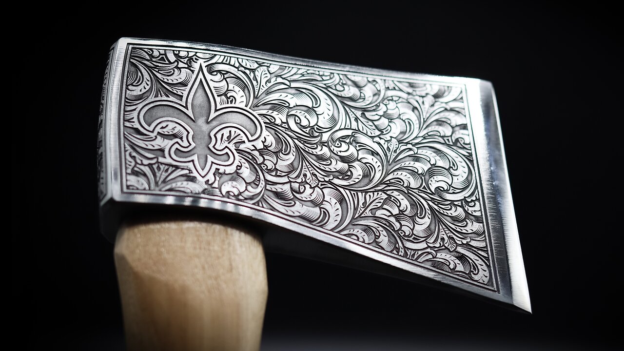 Laser Engraved Throwing Axe by Fragout Design Studios