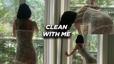 [4K] Hot Girl Transparent Cleaning windows & Try On Haul Cleaning with me Transparent Clean Home 4