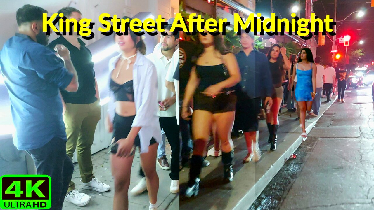 【4K】🔥 Late-Night Walk on King Street West | Toronto Nightlife During Heatwave Canada 🇨🇦