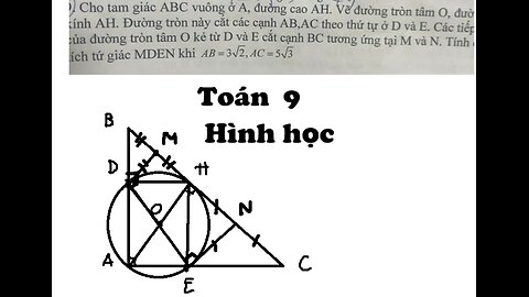 Toán 9: Cho tam giác ABC vuông ở A, đường cao AH vẽ đường tròn tâm O đường kính AH. Đường