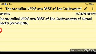 The so-called UFO'S are PART of the Instruments of Israel elect's SALVATION. - GMS - Greatmillstone