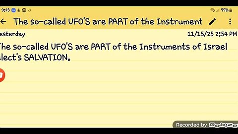 The so-called UFO'S are PART of the Instruments of Israel elect's SALVATION. - GMS - Greatmillstone