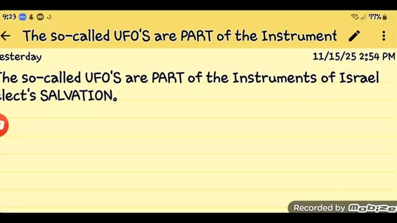 The so-called UFO'S are PART of the Instruments of Israel elect's SALVATION. - GMS - Greatmillstone