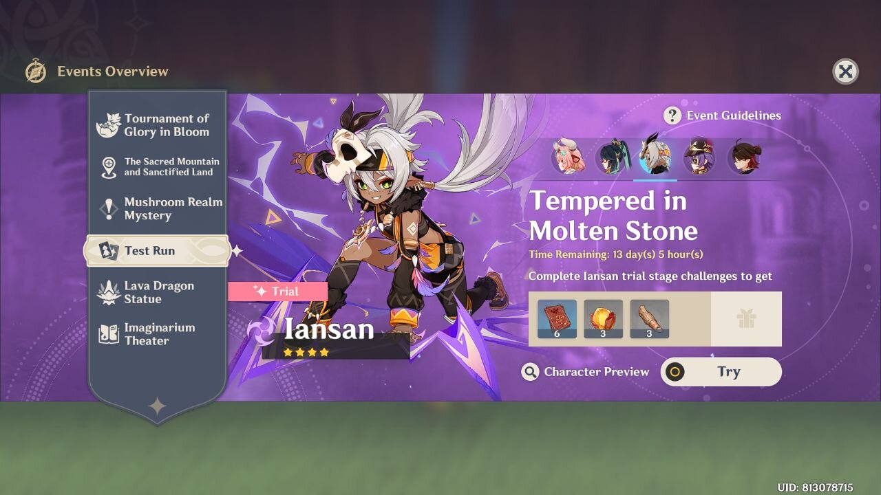 Iansan - Tempered in Molten Stone - Character Test Run - Genshin Impact - Version 5.5