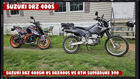 Suzuki DRZ400SM VS DRZ400S VS KTM Duke KTM390. races. Cool 3 wheeled scooter and old UPS truck