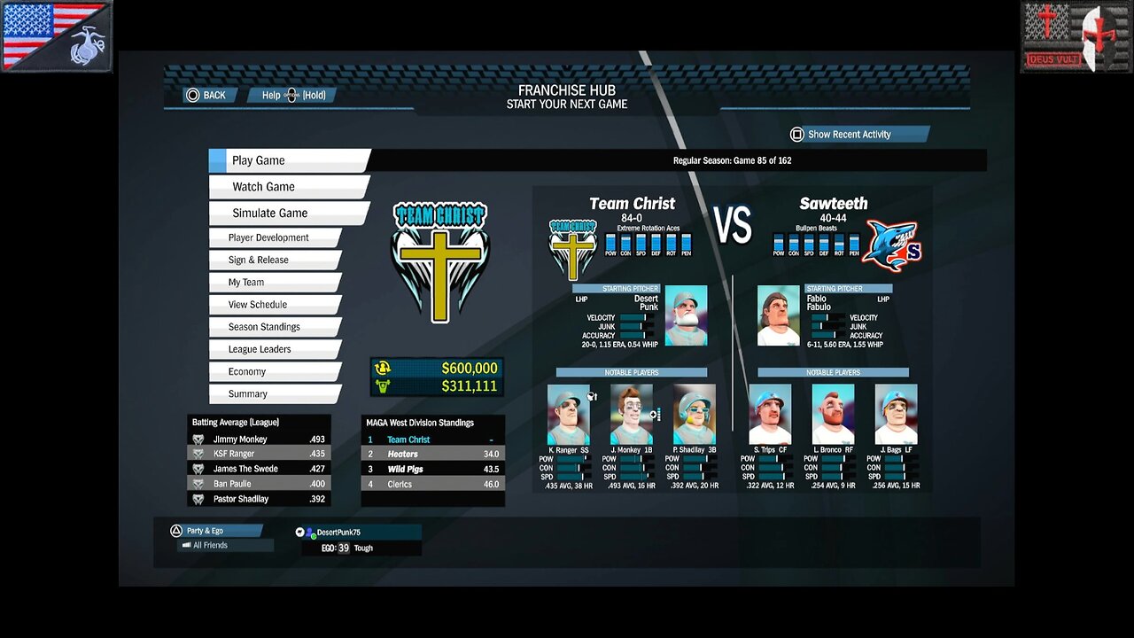 Based Sportsball 2025: Regular Season - Game #85 [Team Christ at Sawteeth]