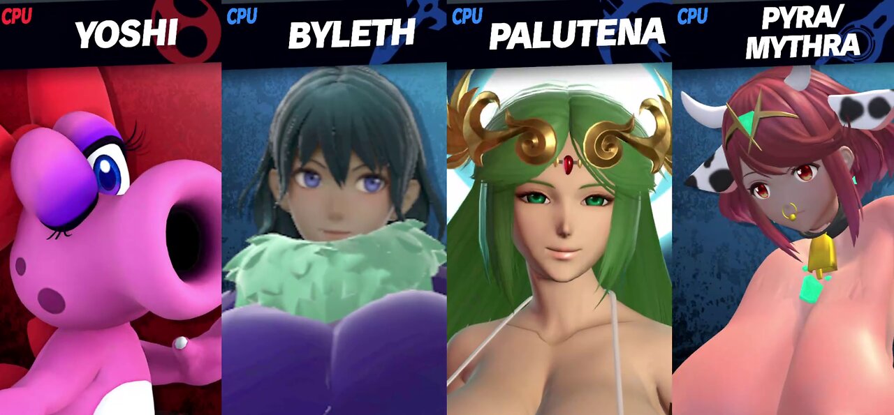 Birdo vs Byleth & Palutena & Cow&Cat Pyra/Mythra [MAKI Member Request NSFW Rumble Exclusive]