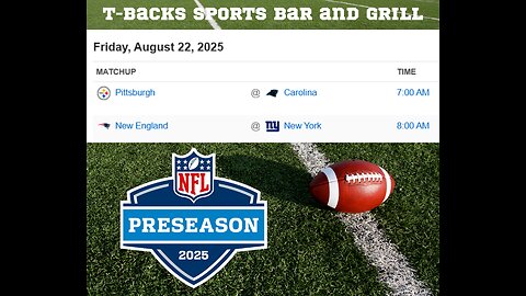 T-Backs Sports Bar and Grill Sports Schedule and Chicken Fajitas special for Friday August 22, 2025