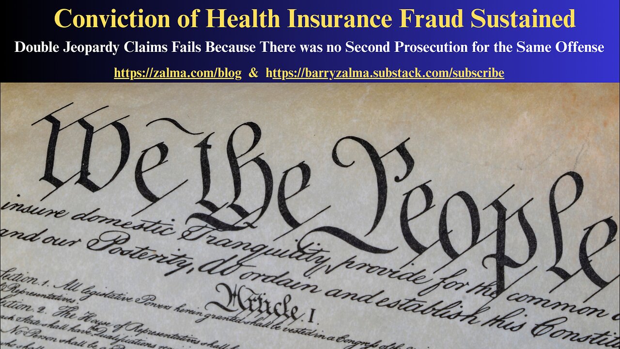 Conviction of Health Insurance Fraud Sustained