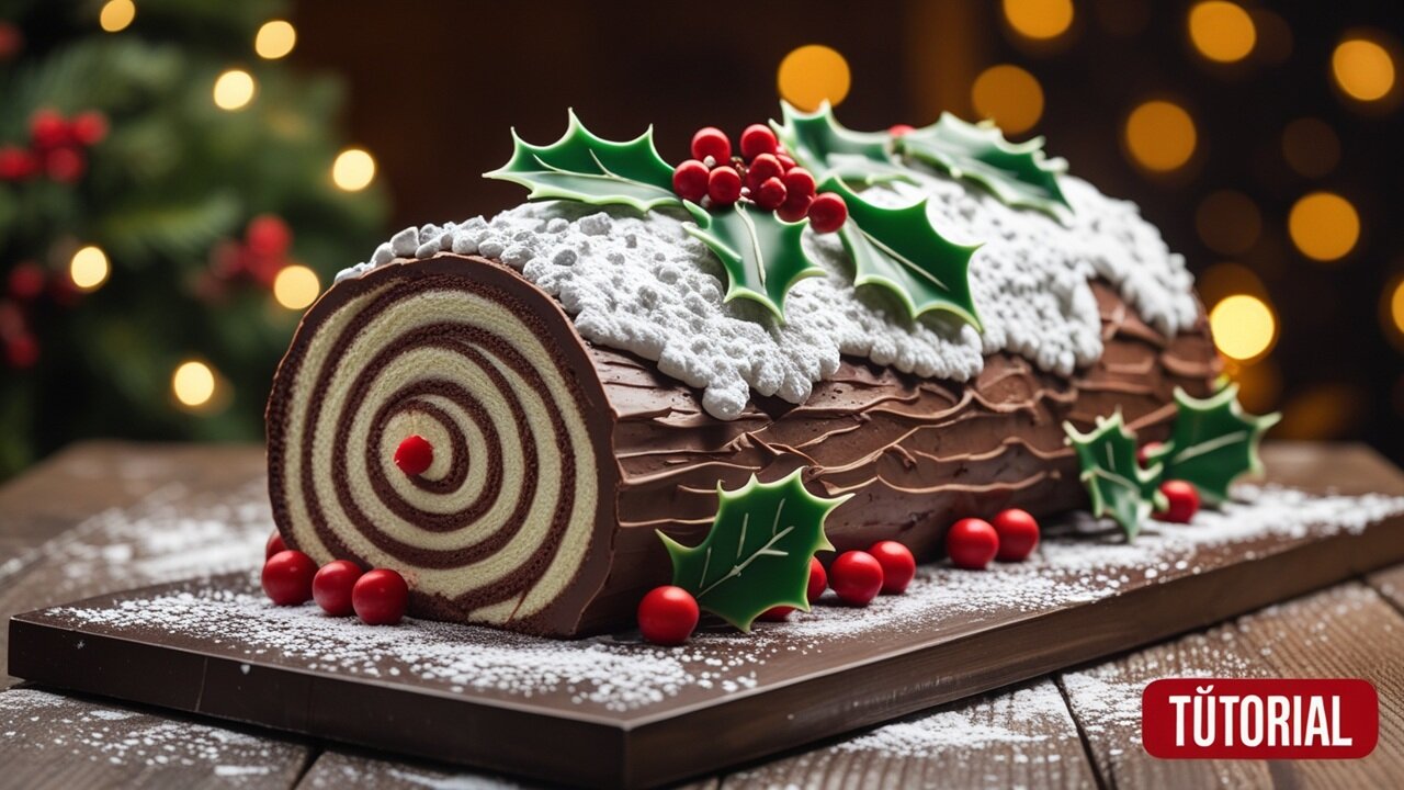 Bûche de Noël Cake | Classic Yule Log Christmas Dessert