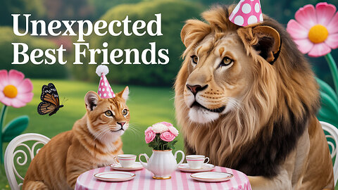 Cat and lion do funny things