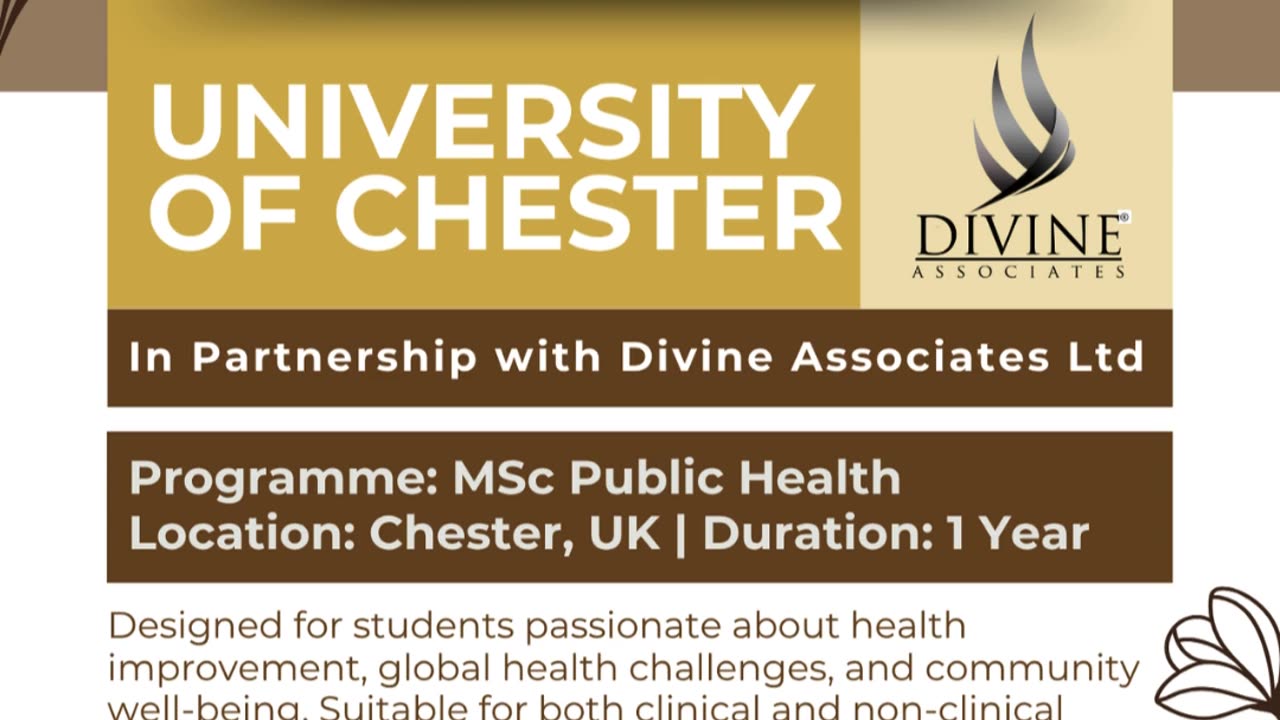 Empower Your Future in Public Health – Study at Chester with Divine Associates Ltd