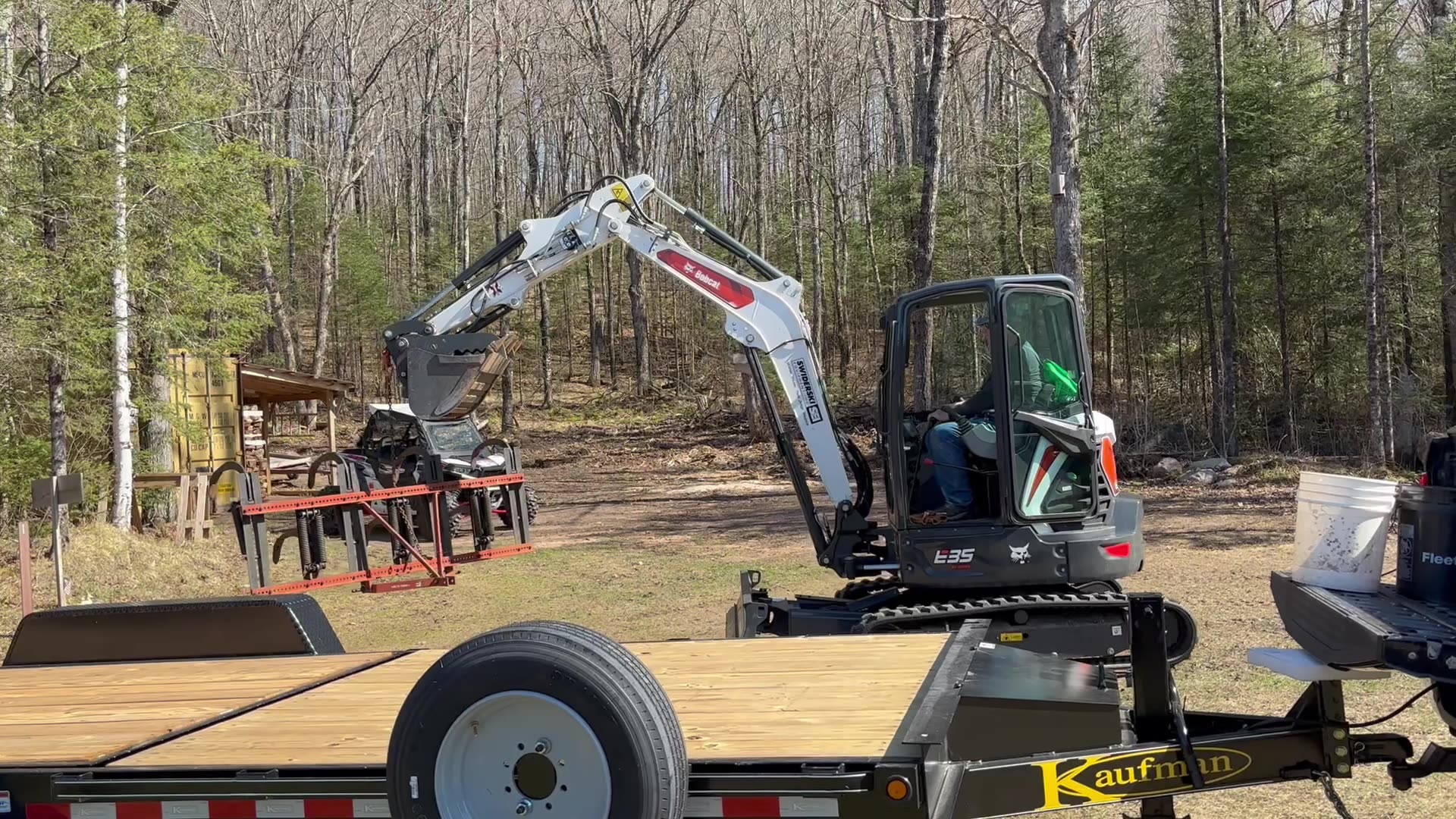 Papa Boomer unloading the trailer.