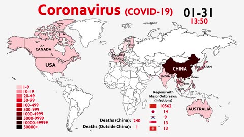 World Map Timelapse of the Coronavirus (Since January 2025)